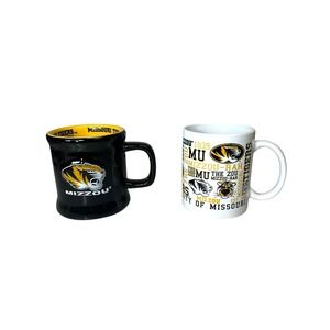 University of MISSOURI Mizzou Tigers Black Ceramic Coffee Mugs Lot Of 2‎